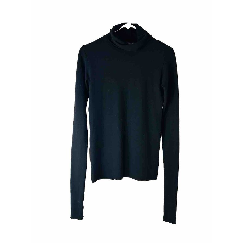Aakasha Black Lightweight Knit Turtleneck Sweater Minimalist